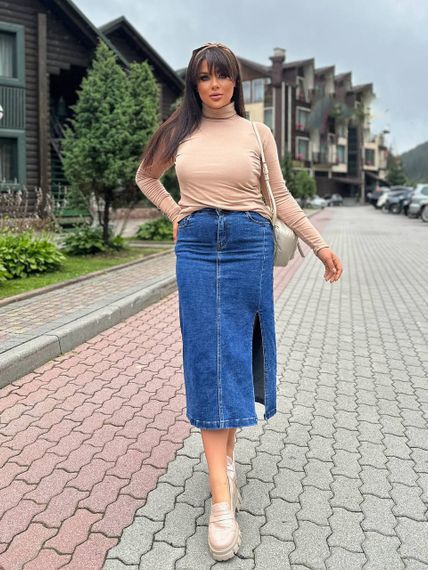 Женская теплая водолазка на термо флисе Ri291 цвет капучино, размер 54/58 | Зображення 3