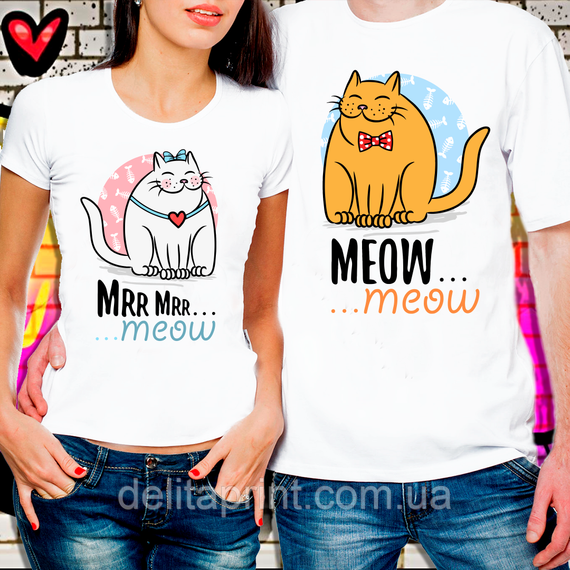 Парні футболки для закоханих "Котики - Meow"