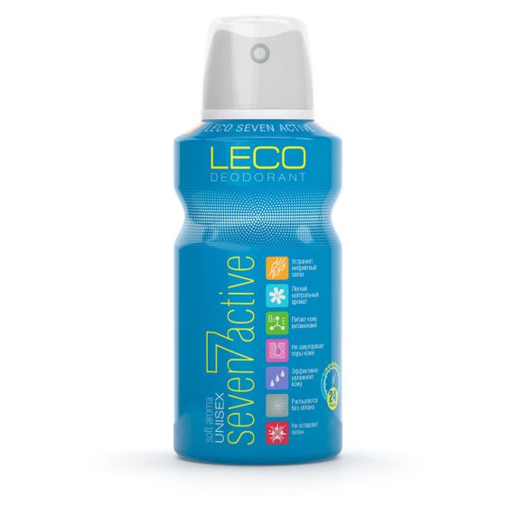 Дезодорант-антиперспірант для чоловіків і жінок LECO Seven Active Unisex аэрозольный баллон 150 мл
