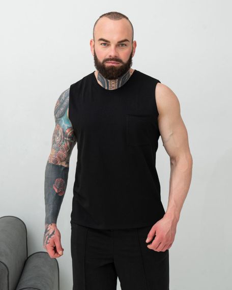 Мужской летний костюм майка и шорты BD0037 цвет черный, размер XL | Зображення 1