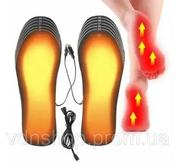 Стельки с подогревом от USB электрогрелка термостельки зимние морозостойкие защита от мороза Extra (работают от Павер Бенка / | Зображення 1