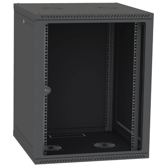 IPCOM 15U 600x600 Шафа телекомунікаційна двері скло (чорна) - Серверні шафи