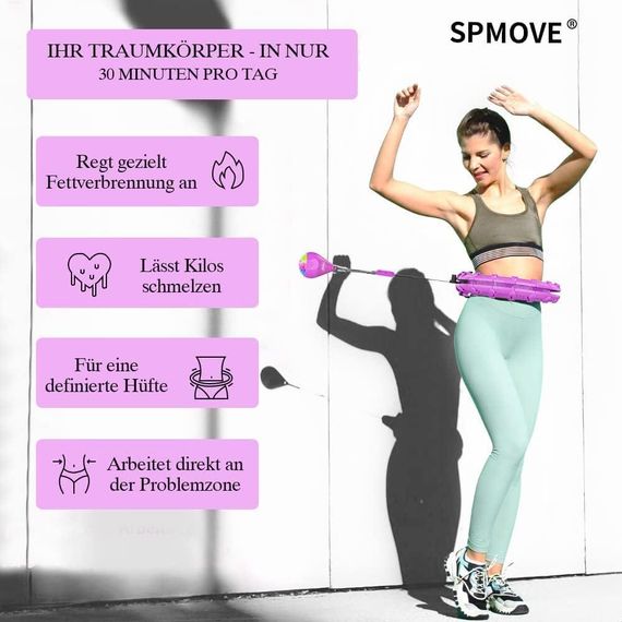 Смарт хулахуп SPMOVE со счетчиком для похудения, 24 секции, массажный обруч 360° обруч для фитнеса, тренировок | Зображення 1