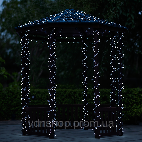 Новогодняя гирлянда уличная 30 м 300 LED с солнечной батареей черный провод Белый SB300L30MBW | Зображення 1