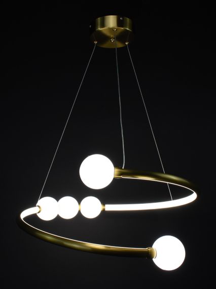 Люстра світлодіодна підвісна LED світильник для квартири на стелю лед 27562 Латунь 25-90х60х60 см. | Зображення 3