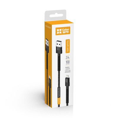 Дата кабель USB-C to Lightning 1.0m 2.4А black ColorWay (CW-CBUL063-BK) | Зображення 1