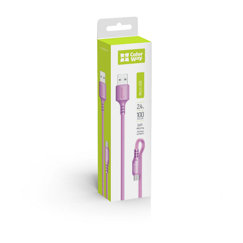 Кабель USB MicroUSB ColorWay CW-CBUM044-PU 2,4A 1м фіолетовий | Зображення 1