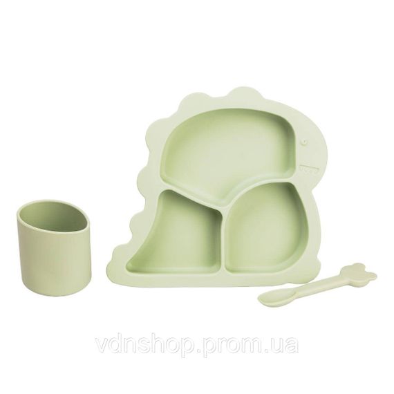 Дитячий набір силіконового посуду 3 предмети зелений HP34545G