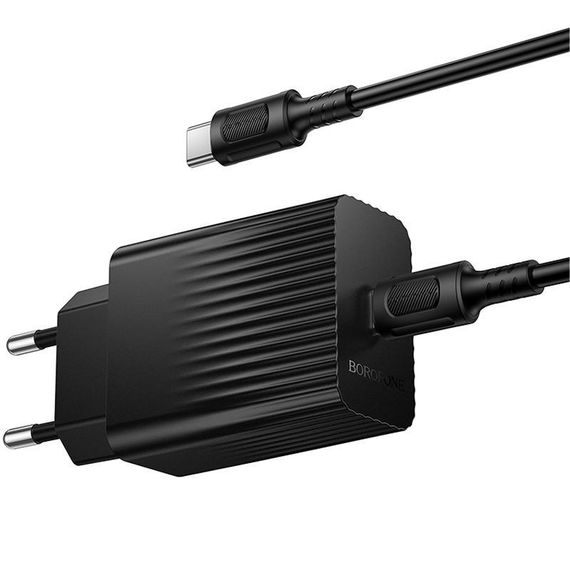 МЗП Borofone BAS73A Source PD20W (1USB-C) + кабель Type-C to Type-C Black | Зображення 2