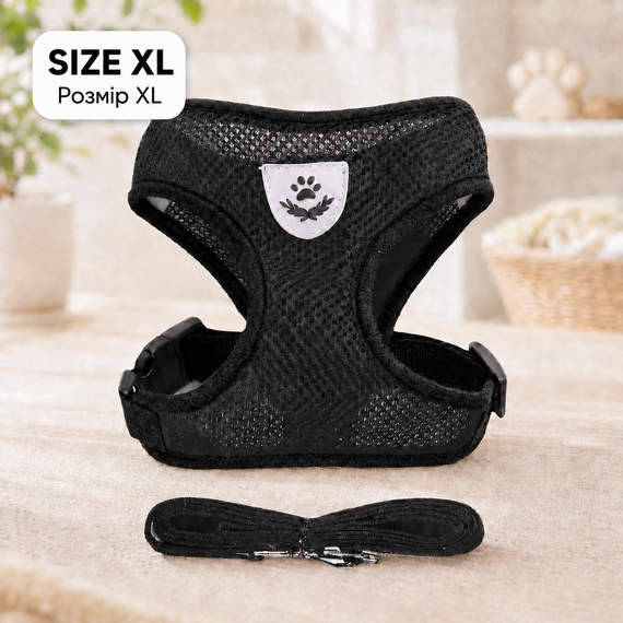 XL Сетчатая шлея-жилет с поводком для животных / Регулируемый нагрудник+поводок | Зображення 1
