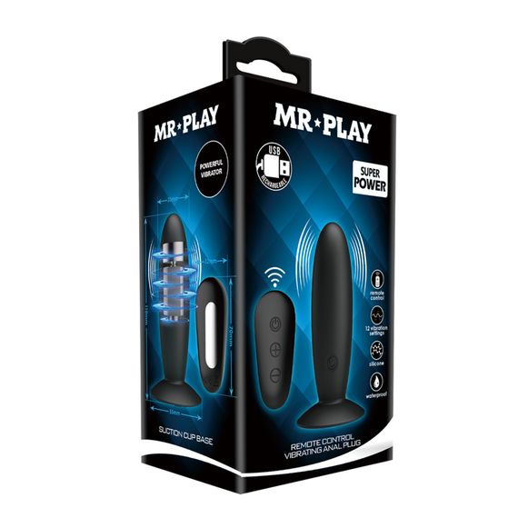 Анальна пробка з вібрацією MR Play Super Rower Remote Control Vibrating Anal Plug, чорна | Зображення 8