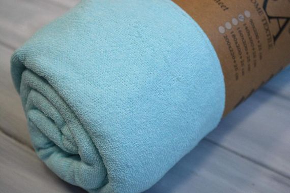 Простирадло 140х200+25см махрове на резинці світло-бірюзове | Зображення 1
