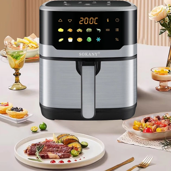 Аерофритюрниця Sokany SK 10085 2200W Аерогриль безмасляна мультипіч для приготування без олії  12л з сенсорним керуванням | Зображення 2