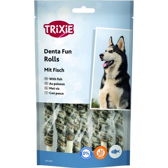 Лакомство для собак с рыбой Trixie Denta Fun Rolls Mit Fish, 12 см