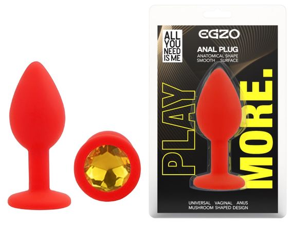 Силіконова анальна пробка EGZO - Silicone Red Round Plug Yellow, size S Sex Aura