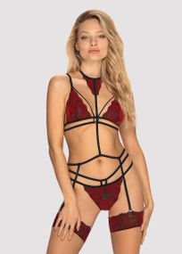 Комплект Obsessive Sugestina set Бордово-чорний L/XL