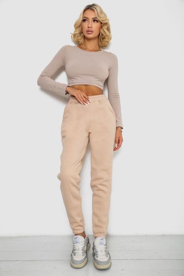 Спортивные штаны женские на флисе  -уценка, цвет светло-бежевый, 238R57013-U-6 | Зображення 1