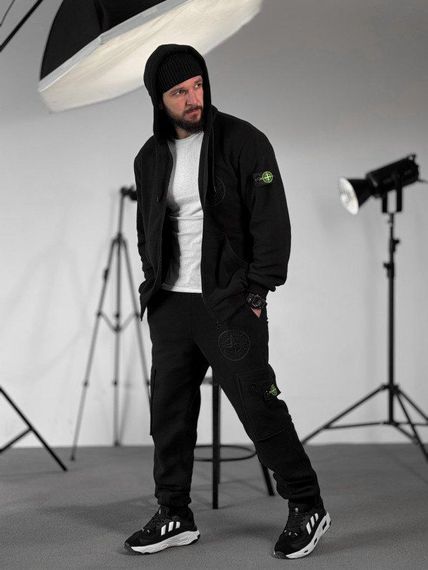 Костюм флісовий Stone island black ВТ0551 | Зображення 2
