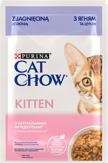Вологий корм Purina CAT CHOW Kitten для кошенят, ягня та цукіні 85г