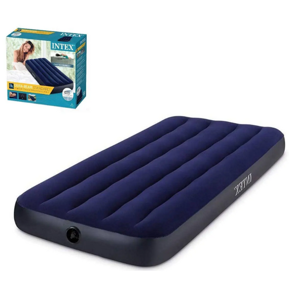 Одномісний надувний матрац Intex 75 × 190 × 24 см, флоковане покриття проти ковзання | Зображення 7