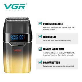 Профессиональный аккумуляторный шейвер для бритья бороды и усов VGR V-308 шейвер для идеальной гладкости