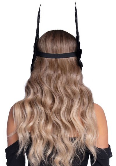 Пов’язка на голову з крилами Leg Avenue Feather headband Black, пір’я та натуральна шкіра | Зображення 1