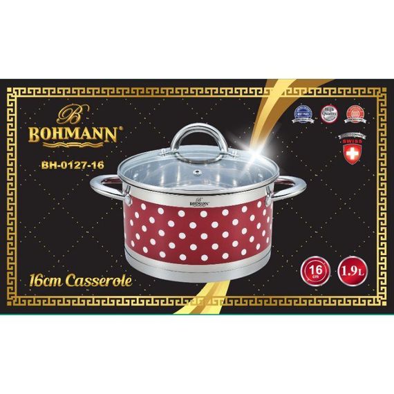 Каструля Bohmann BH-0127-16, 1.2 л, 16 см, з нержавіючої сталі з кришкою, для всіх типів плит | Зображення 6