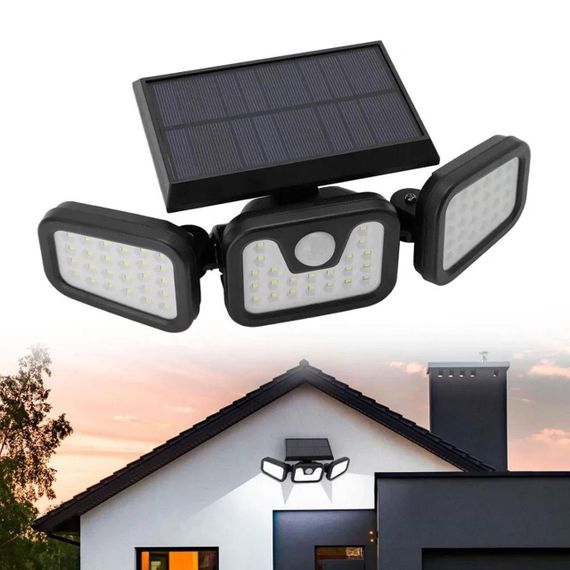 Вуличний ліхтар на сонячній батареї з датчиком руху, 74 LED, FL-1725А / Потрійний настінний світильник | Зображення 7