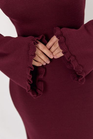 В’язана сукня максі з вирізом на спині - бордо цвет, ONE SIZE (є розміри) | Зображення 3