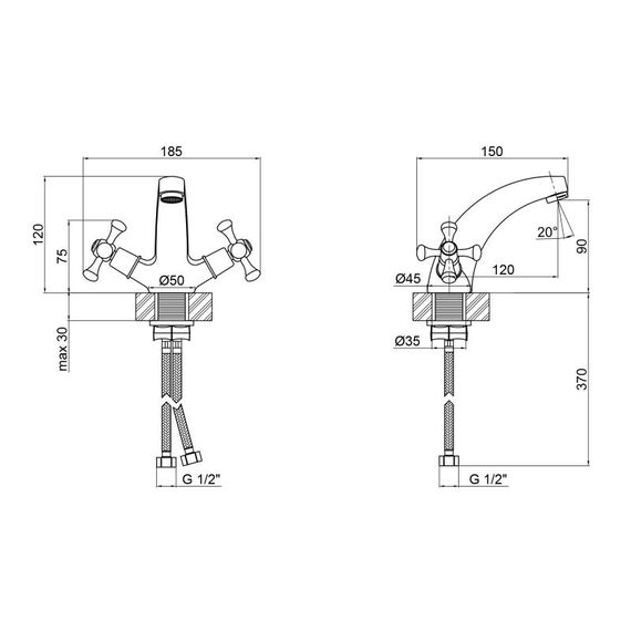 Змішувач для раковини Lidz (CRM) 75 21 161F | Зображення 1