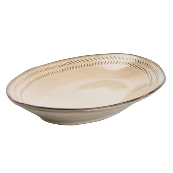 Блюдо сервировочное овальное фарфоровое 29х19 см бежевое HP23381