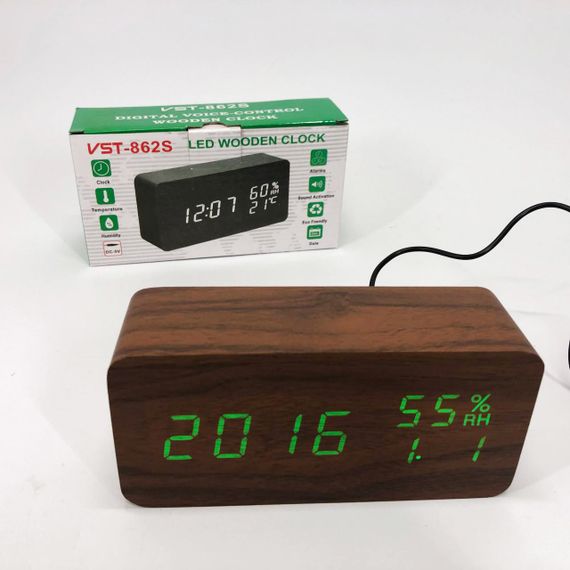 Часы со светящимся табло VST-862S-4, Современные часы с LED подсветкой Настольные LED AL-33 | Зображення 4