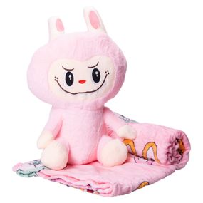 М'яка іграшка-плед, подушка 3 в 1 Лабубу 50 см Рожевий ТМ COLORFUL HOME LAB2P