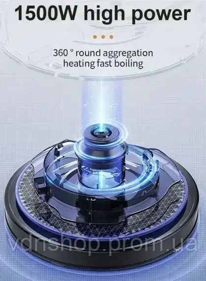 Скляний електрочайник 1500Вт Sokany SK-SH-1059, чайник із підсвічуванням на 1.2 л. | Зображення 4