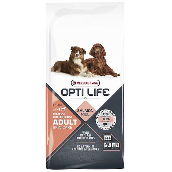 Сухий корм Opti Life Adult Skin Care Medium & Maxi Опти Лайф з лососем для собак середніх і великих порід 12,5
