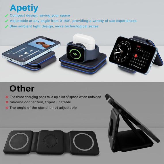 Беспроводное зарядное устройство, беспроводная зарядная станция с магнитной подставкой для зарядки | Зображення 6