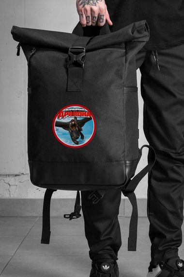 Повсякденний рюкзак роллтоп шкільний для хлопчика/дівчинки Without з принтом Як Приборкати Дракона Black