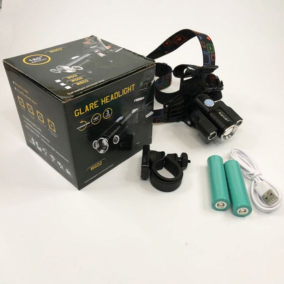 Налобный фонарик с usb зарядкой W602-T6-2XPE Bike | Мощный налобный фонарь для рыбалки | Фонарь на голову TR-108 для рыбалки | Зображення 5