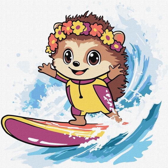 Картина по номерам "Лето. Еж ловит волну" ©art_selena_ua KHO1255, 25х25 см