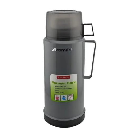 Термос 1л зі скляною колбою і пластикової чашкою (синій, зелений, червоний) KAMILLЕ 2072 | Зображення 8