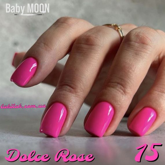 Гель-лак BABY MOON Dolce Rose №15 ярко-розовый с малиновым отливом, 6 мл