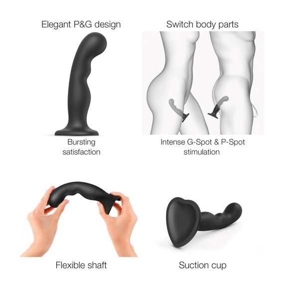 Насадка для страпона Strap-On-Me Dildo Plug P&G Black L | Зображення 2