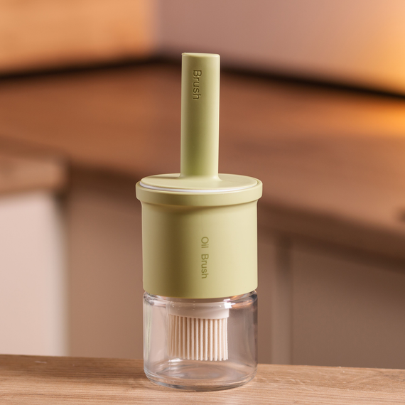 Банка для масла с кисточкой 300 мл диспенсер с кисточкой для оливкового, подсолнечного масла Зеленый HP-34-11GR | Зображення 5