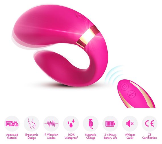 Вибромассажер для пар Boss Series с пультом ДУ - Couple Vibrator Pink USB 9 Function, BS5200030 sexstyle | Зображення 3