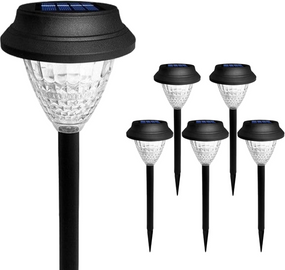 Садовые светильники на солнечной батарее Garden Path Light RGB 6 шт водонепроницаемые LED фонарики для дорожек и сада Черный