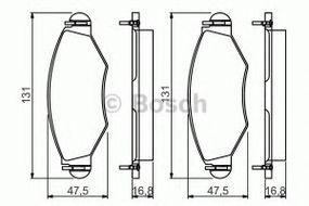 Колодка гальм. диск. PEUGEOT 206 передн. (вир-во Bosch) BOSCH 0986495244 на PEUGEOT 206 Наклонная задняя часть (2A/C)