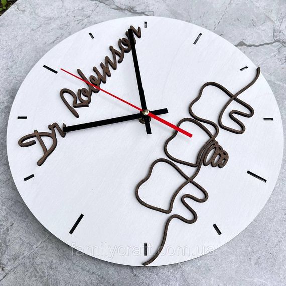 Іменні настінні дерев'яні годинники стоматолога Подарок дантисту або ортодонту, зубному лікарю | Зображення 2