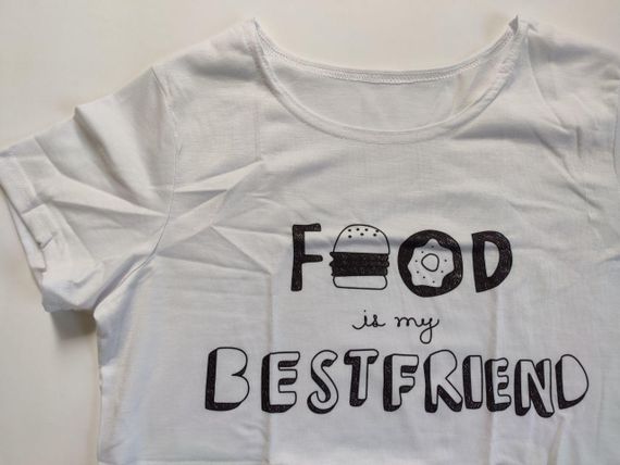 Женский топ белый с надписью FOOD, размер S | Зображення 2