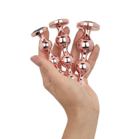Набор анальных игрушек Rosy Gold - Metal Butt Plug Set 3 Pieces, Розовый | Зображення 6