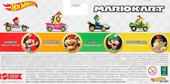 Hot Wheels Mario Kart Characters and Karts Хот Вілс набір 4 машинки Маріо Карт: Маріо, Луїджі, Боузер | Зображення 5